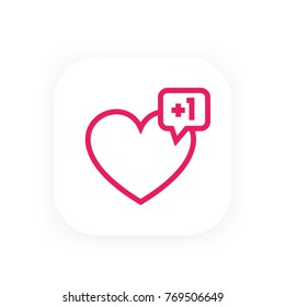 heart like with notification for web design, linear icon