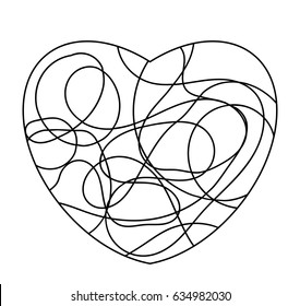 Heart like shape mosaic icon or logo isolated on white background