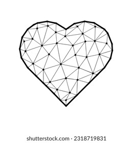 Heart or like symbol polygonal vector icon isolated on white background.