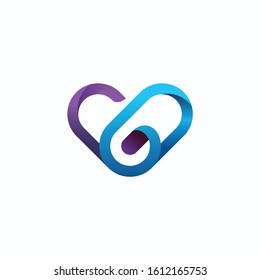 Heart line 3d symbol icon logo design, vector template