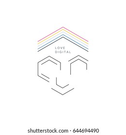 Heart line abstract symbol vector.