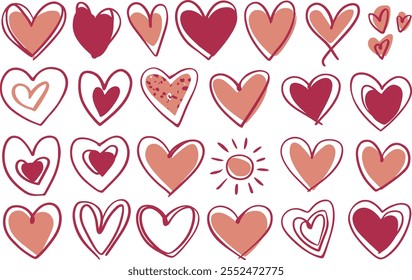 Conjunto de ilustrações de vetor Heart Line Art Collection