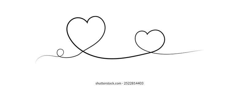 Heart line art continuous one line . heart line art,  Valentine's Day, wedding, love, couple symbol icon. Romantic symbol. 