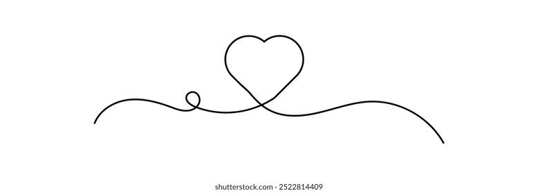 A arte da linha do coração continua uma linha . arte da linha do coração, Dia dos Namorados, casamento, amor, ícone do símbolo do casal. Símbolo romântico. 