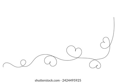 Heart Line Art Curve Doodle Illustration. One Thin Editable Line Heart Shape Symbol Icon Isolated  White. Line Simple Vector Valentine Day Decoration Card Invitation Poster Print Design Heart Element