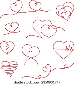 Heart line art drawing vector illustration continuous one line drawing heart