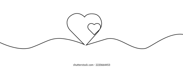 Heart line art drawing.Hand drawn heart isolated on white background.Heart sketch doodle.One line hearts