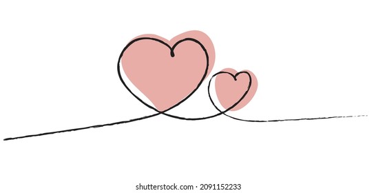 Heart line art. Happy valentines day. Continuous line drawing.  Vector illustration