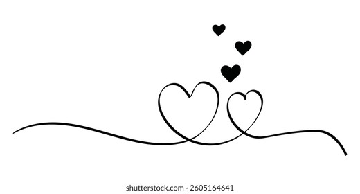 heart line art. one line continuous heart line icon. doodle style. 