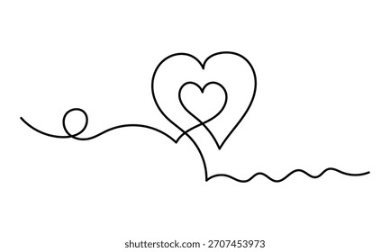 Heart line art. One line continuous heart line icon. Doodle style.