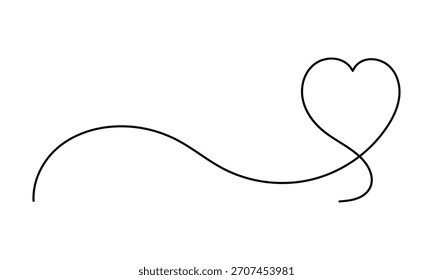 Heart line art. One line continuous heart line icon. Doodle style.