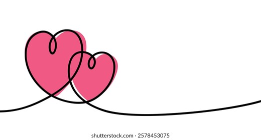 Heart in line art style. Hand drawn design for Valentine’s Day, Mother’s Day and Women’s Day. Vector illustration 
