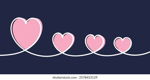 Heart in line art style. Hand drawn design for Valentine’s Day, Mother’s Day and Women’s Day. Vector illustration 