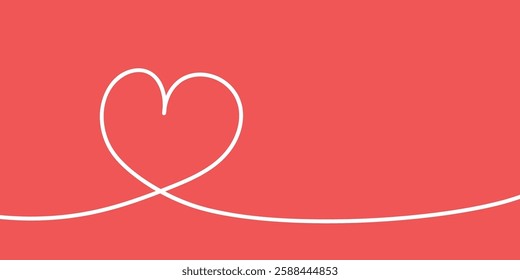 Heart in line art style. Hand drawn design for Valentine’s Day, Mother’s Day and Women’s Day. Vector illustration 