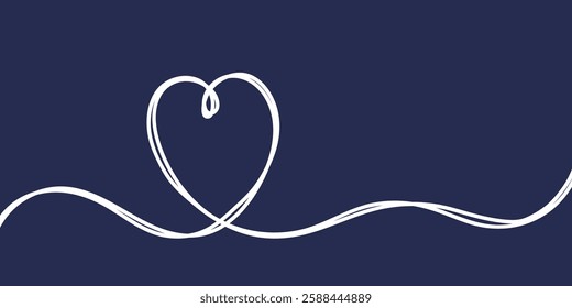 Heart in line art style. Hand drawn design for Valentine’s Day, Mother’s Day and Women’s Day. Vector illustration 