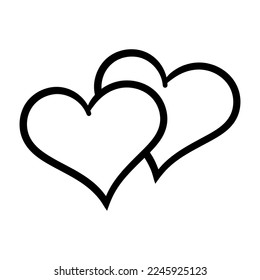 Heart line art style. Heart for Valentine's Day. Vector hand-drawn illustration isolated on white background.