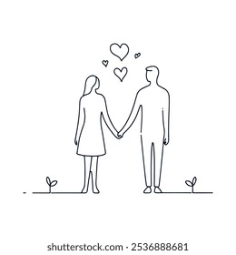 Heart in line art style, vector illustration. An abstract symbol of love, depicted through a continuou