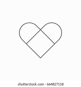 Heart Line Art Vector Icon, Modern Minimalism Geometric Style.