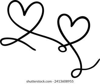 Heart Line Art | Whimsical Valentine's Day Hearts | Simple Cute Doodle
