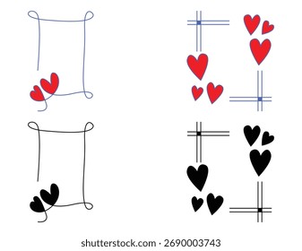 Diseño de borde de línea de corazón, Obra de arte romántica mínima, Patrón de amor decorativo