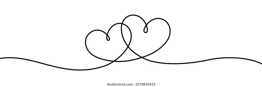 Heart line border, Valentines Day divider