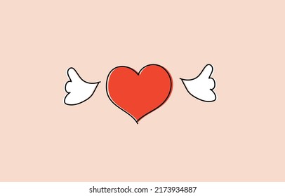heart line heart can fly vector love.Minimal hand drawn with thin lines signatures love on background vector illustration.