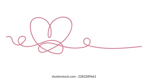 heart line. Continuous line drawing.Vector Illustration for heart, love, valentine, wedding. one line art style isolated on white background.Minimalism hand drawn style. decoration	
