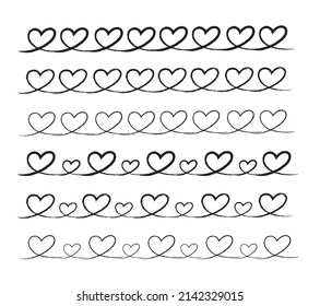 carteles de doodle de línea cardíaca. ilustración vectorial