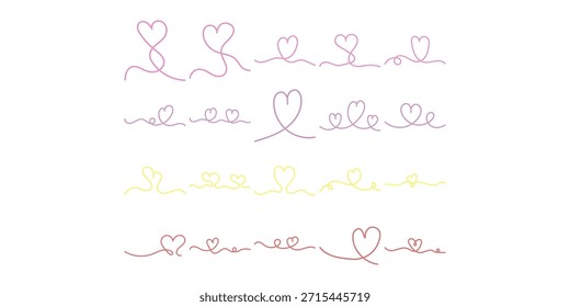 Paquete de neón Doodle de línea de corazón