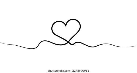 Dibujo de la línea del corazón. Dibujo continuo de líneas de la ilusión minimalista de moda cardíaca. Dibujo de contorno minimalista con símbolo de amor de una línea resumen.Vector EPS 10. vector aislado en fondo blanco.