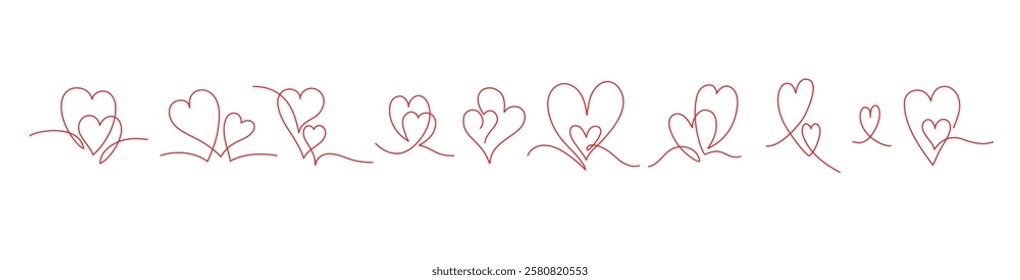 Heart line drawing decoration for artistic and romantic designs