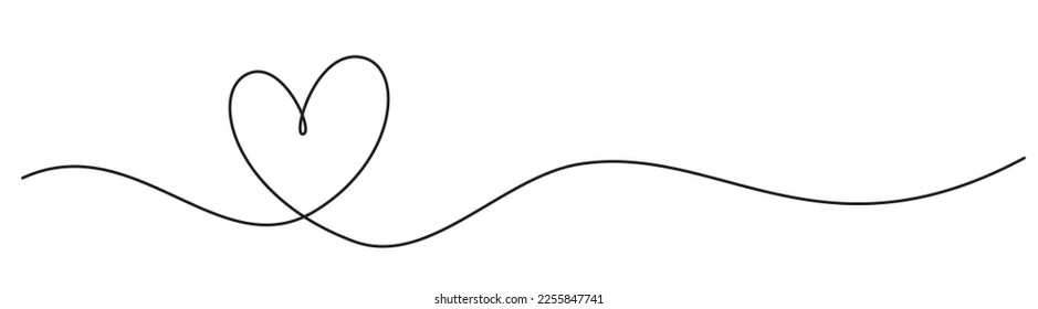 Heart line drawing in doodle sketch for love, wedding and Valentine day or honeymoon travel. Heart in hand drawn scribble mono line