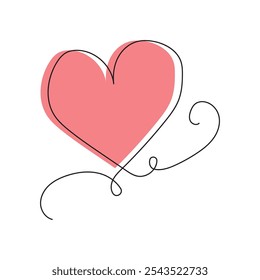 Heart line drawing. Love symbol vector. Minimalist heart shape. Romantic curve icon.