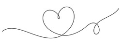 Heart line drawing ribbon in vector doodle sketch. Wedding, Valentine day love heart scribble line background