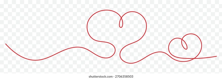 Cinta de dibujo de línea de corazón en boceto de doodle de Vector. Boda, día de San Valentín amor corazón garabato línea de fondo. Ilustración vectorial de amor.