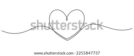 Heart in line drawing ribbon, vector doodle sketch for Wedding or Valentine day. Love heart shape in scribble line