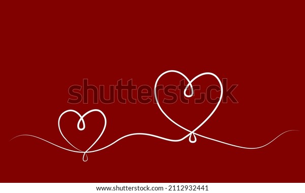 Heart line\
drawing vector illustration. White on\
red