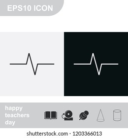 Heart line flat black and white vector icon. Pulse sign.