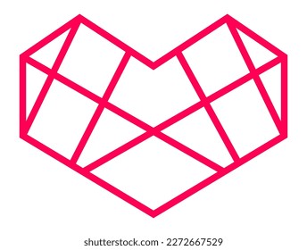 Heart Line. Geometric lines inside the heart. Vector. Love.