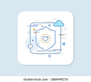 Heart line icon. Abstract vector button. Love emotion sign. Valentine day symbol. Heart line icon. Protect shield concept. Vector