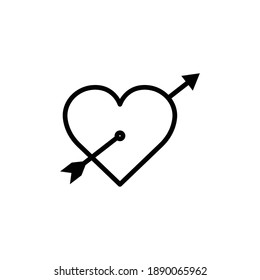 Heart line icon with arrow. symbol of love. simple design editable. Design template vector