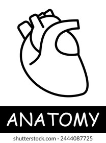 Icono de línea de corazón. Cámara, bomba, sangre, ritmo, anatomía, medicina, enseñanza, médico, enfermera, humano, cuerpo, fisiología. Icono de línea de Vector para negocios y publicidad