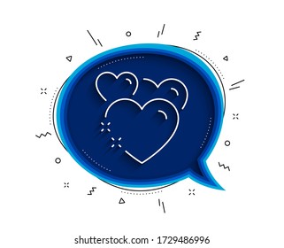 Icono de línea de corazón. Burbuja de chat con sombra. Señal de emoción de amor. Símbolo de San Valentín. Icono de corazón delgado. Vector