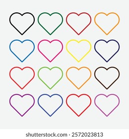 Heart Line Icon Collection. Heart Line Icon Vector. Love Icon Set. Happy Valentine day. Big Collection Of Heart Icon.