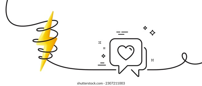 Icono de línea de corazón. Una línea continua con curl. Señal de chat de amor. Símbolo de San Valentín. Cinta de contorno único cardíaco. Curva de bucle con energía. Vector