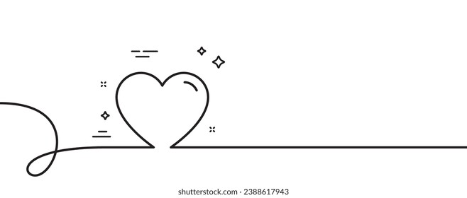 Heart line icon. Continuous one line with curl. Love sign. Valentines Day sign symbol. Heart single outline ribbon. Loop curve pattern. Vector