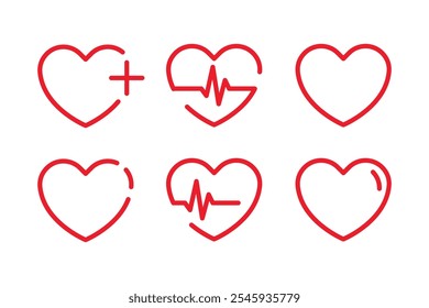 Icono de línea del corazón. Signo de Vector de latido cardíaco médico. Forma del logotipo de la clínica del corazón aislado fondo blanco.