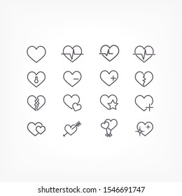 heart line icon vector many arrow cardiogram icons