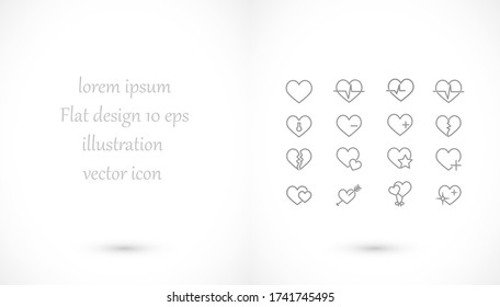 heart line icon vector many arrow cardiogram icons