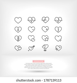 icono de línea de corazón vector muchos iconos de flecha cardiograma